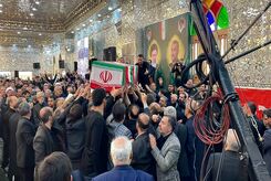 پیکر شهید امیرعبداللهیان در حرم سیدالکریم (ع) آرام گرفت + عکس و فیلم