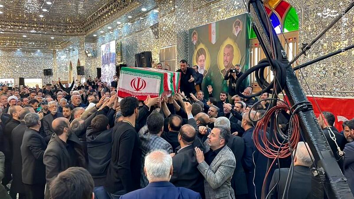 پیکر شهید امیرعبداللهیان در حرم سیدالکریم (ع) آرام گرفت + عکس و فیلم